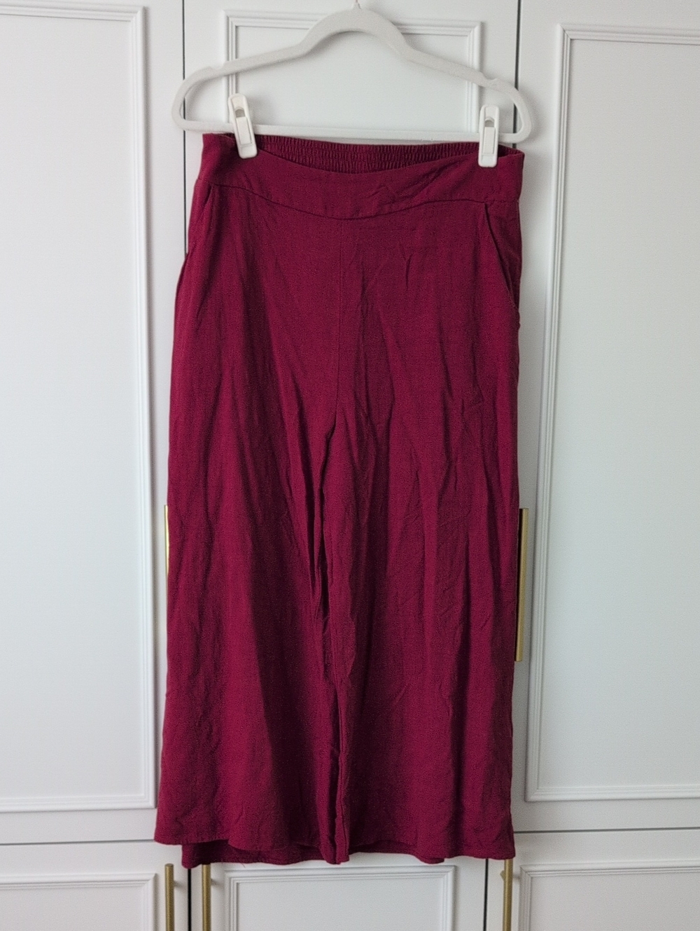 Women’s Wide-Leg Linen Blend Cropped Pants Large